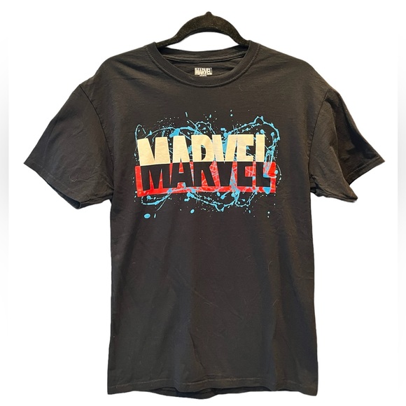 Marvel Comics Men's Paint Splatter Marvel Logo T-Shirt - Picture 1 of 3